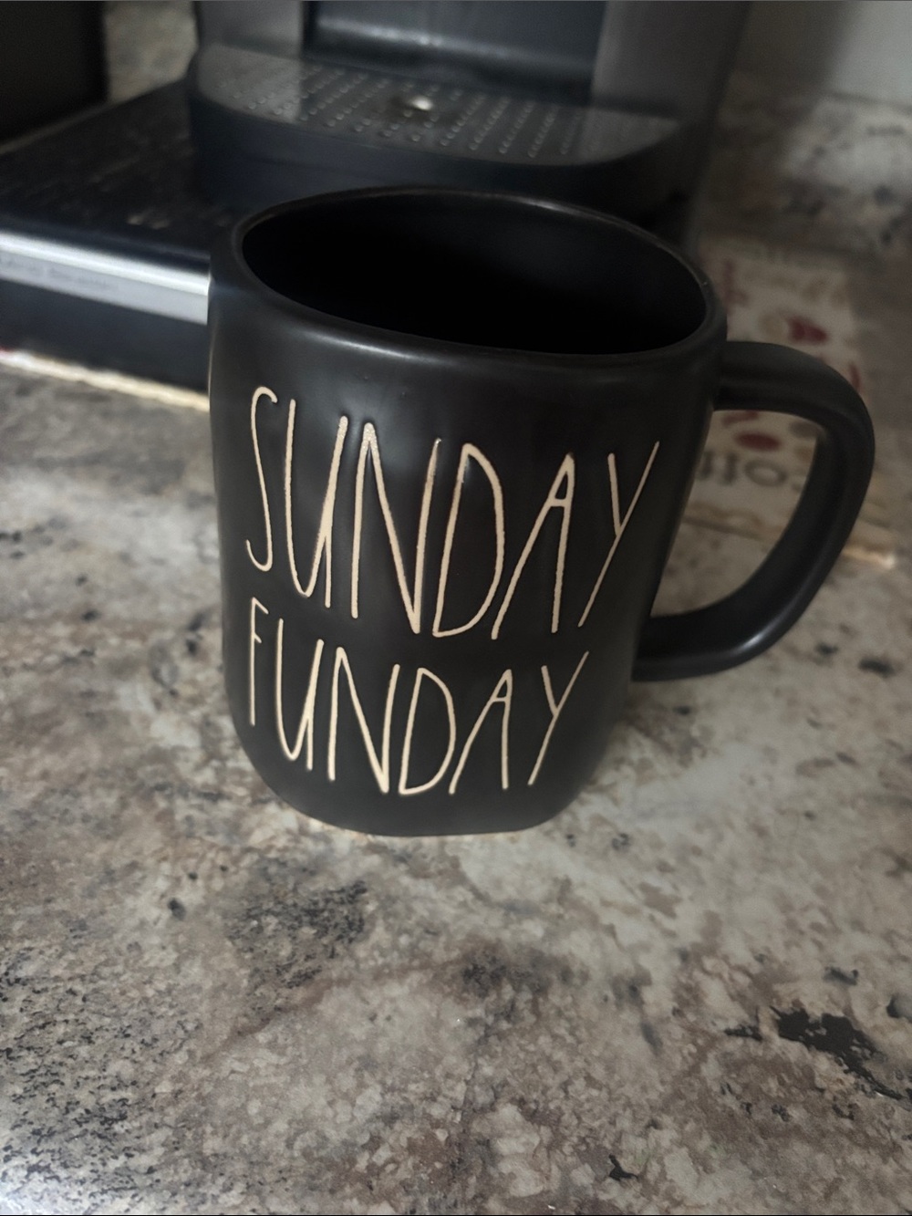 Rae Dunn Black "Sunday Funday" Ceramic Mug